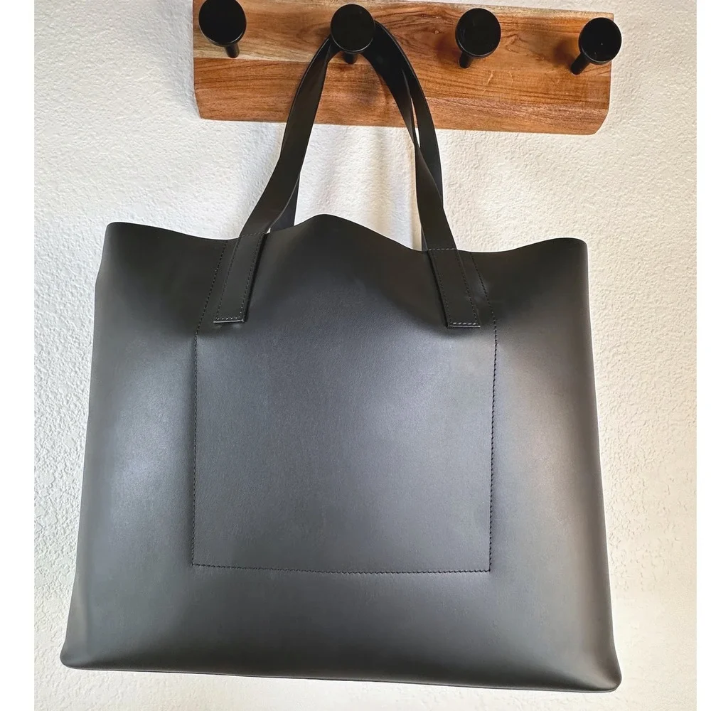 Everlane Day Market Tote Black Italian Leather Shoulder Bag NWT Made in Italy - Picture 2 of 9